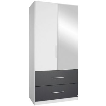 Alvor Alpine White and Metallic Dark Grey 91cm 2 Door Combi Wardrobe