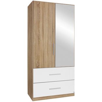 Alvor Sonoma Oak and Alpine White 91cm 2 Door Combi Wardrobe