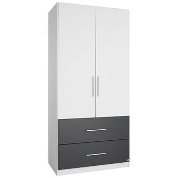 Alvor Alpine White and Metallic Dark Grey 91cm 2 Door Wardrobe