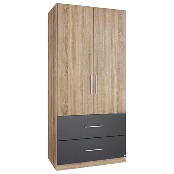 Alvor Sonoma Oak and Metallic Dark Grey 91cm 2 Door Wardrobe