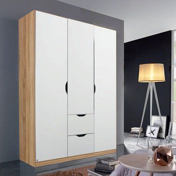 Arnstein Sonoma Oak and Alpine White 136cm 3 Door 2 Drawer Wardrobe