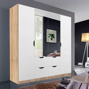 Arnstein Sonoma Oak and Alpine White 181cm 4 Door Combi Wardrobe