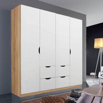 Arnstein Sonoma Oak and Alpine White 181cm 4 Door 4 Drawer Wardrobe