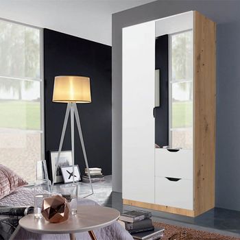 Arnstein Artisan Oak and Alpine White 91cm 2 Door Combi Wardrobe