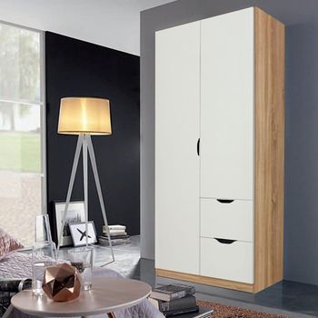 Arnstein Sonoma Oak and Alpine White 91cm 2 Door 2 Drawer Wardrobe