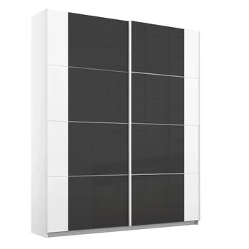Artemis Alpine White and Basalt Glass 181cm 2 Door Sliding Wardrobe
