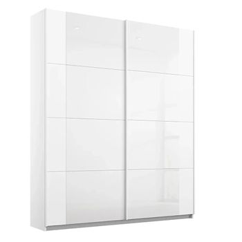 Artemis Alpine White and White Glass 181cm 2 Door Sliding Wardrobe