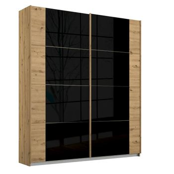 Artemis Artisan Oak and Basalt Glass 181cm 2 Door Sliding Wardrobe