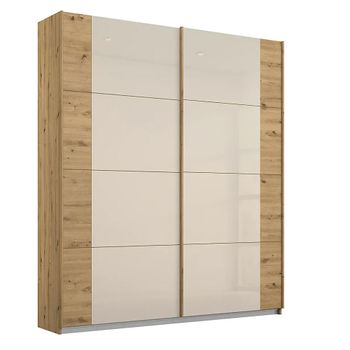 Artemis Artisan Oak and Champagne Glass 181cm 2 Door Sliding Wardrobe