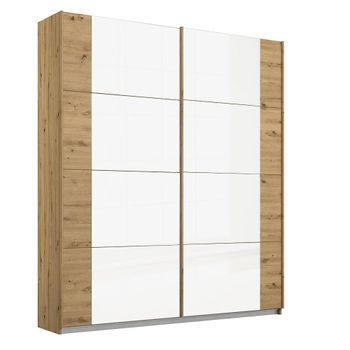 Artemis Artisan Oak and White Glass 181cm 2 Door Sliding Wardrobe
