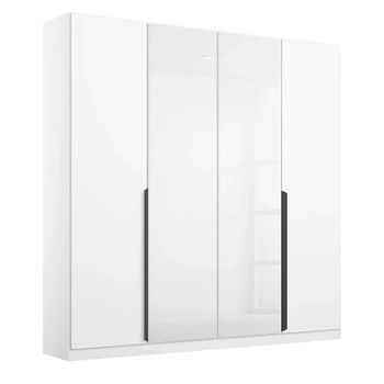 Artemis Alpine White and White Glass 181cm 4 Door Wardrobe