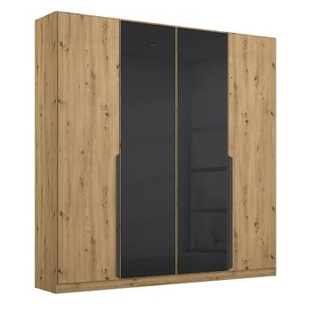 Artemis Artisan Oak and Basalt Glass 181cm 4 Door Wardrobe