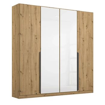Artemis Artisan Oak and White Glass 181cm 4 Door Wardrobe