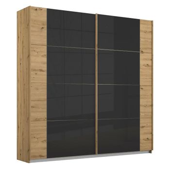 Artemis Artisan Oak and Basalt Glass 226cm 2 Door Sliding Wardrobe