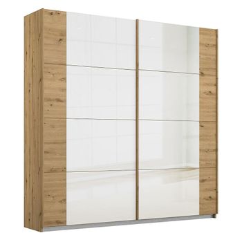 Artemis Artisan Oak and White Glass 226cm 2 Door Sliding Wardrobe