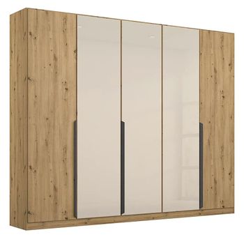 Artemis Artisan Oak and Champagne Glass 226cm 5 Door Wardrobe