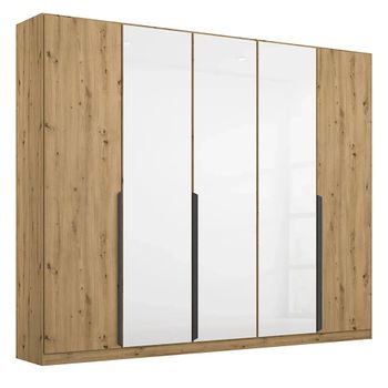 Artemis Artisan Oak and White Glass 226cm 5 Door Wardrobe