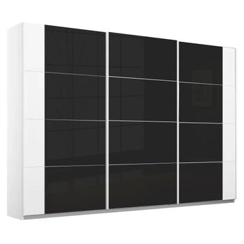 Artemis Alpine White and Basalt Glass 271cm 3 Door Sliding Wardrobe