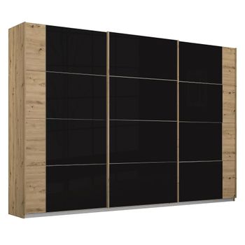 Artemis Artisan Oak and Basalt Glass 271cm 3 Door Sliding Wardrobe