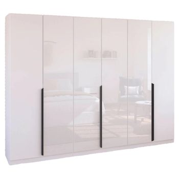 Artemis Alpine White and White Glass 271cm 6 Door Wardrobe