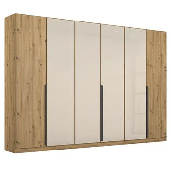 Artemis Artisan Oak and Champagne Glass 271cm 6 Door Wardrobe