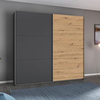 Aurelio Metallic Grey and Artisan Oak 218cm 2 Door Sliding Wardrobe