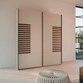 Barea Champagne and Atlantic Dark Oak 181cm 2 Door Sliding Wardrobe
