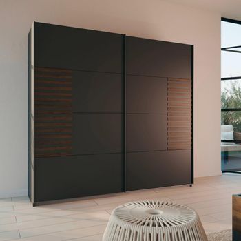 Barea Metallic Grey and Atlantic Dark Oak 226cm 2 Door Sliding Wardrobe