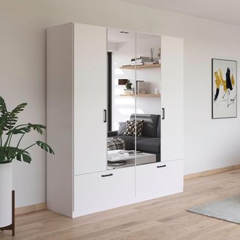 Bari Alpine White 181cm 4 Door Combi 2 Drawer Wardrobe