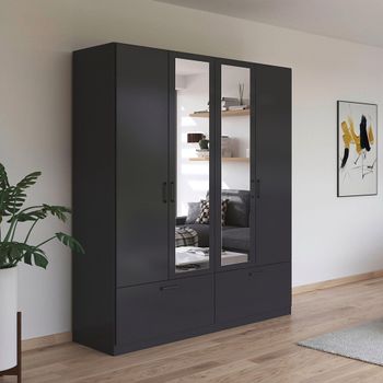 Bari Metallic Grey 181cm 4 Door Combi 2 Drawer Wardrobe