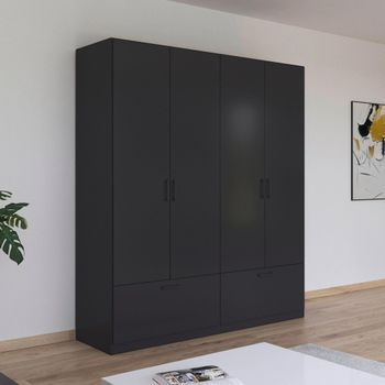 Bari Metallic Grey 181cm 4 Door 2 Drawer Wardrobe