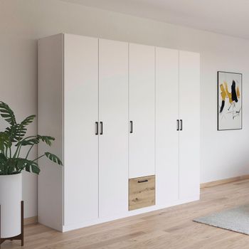 Bari Alpine White and Artisan Oak 226cm 5 Door Wardrobe