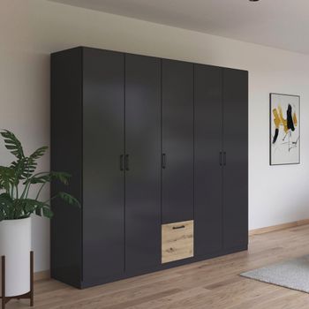 Bari Metallic Grey and Artisan Oak 226cm 5 Door Wardrobe