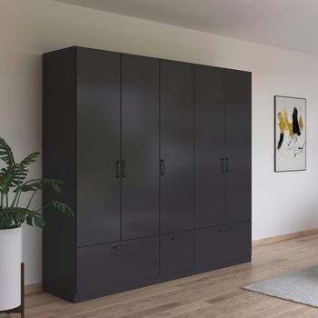 Bari Metallic Grey 226cm 5 Door 3 Drawer Wardrobe