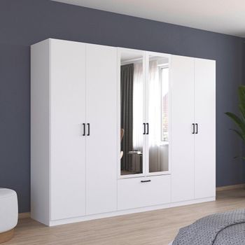 Bari Alpine White 271cm 6 Door Combi Wardrobe