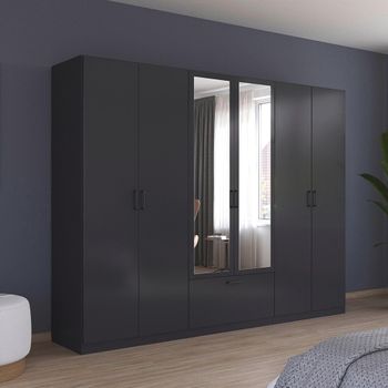 Bari Metallic Grey 271cm 6 Door Combi Wardrobe