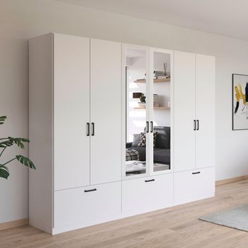 Bari Alpine White 271cm 6 Door Combi 3 Drawer Wardrobe