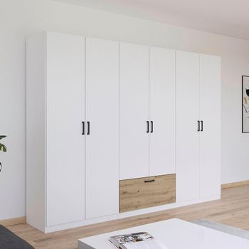 Bari Alpine White and Artisan Oak 271cm 6 Door Wardrobe