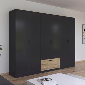 Bari Metallic Grey and Artisan Oak 271cm 6 Door Wardrobe