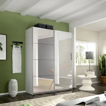 Belluno Alpine White Mirrored 136cm 2 Door Sliding Wardrobe
