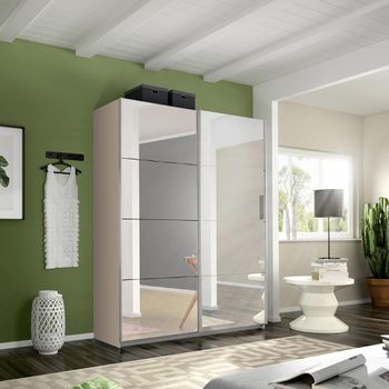 Belluno Champagne Mirrored 136cm 2 Door Sliding Wardrobe