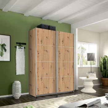 Belluno Artisan Oak 136cm 2 Door Sliding Wardrobe