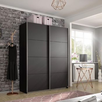 Belluno Metallic Dark Grey 136cm 2 Door Sliding Wardrobe