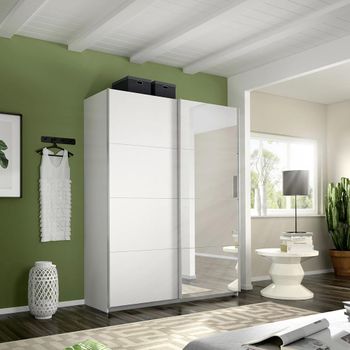 Belluno Alpine White 136cm 2 Door Mirror Sliding Wardrobe