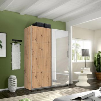 Belluno Artisan Oak 136cm 2 Door Mirror Sliding Wardrobe