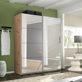 Belluno Mirrored Artisan Oak 181cm 2 Door Sliding Wardrobe