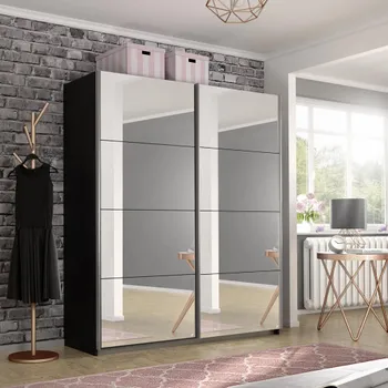 Belluno Metallic Dark Grey Mirrored 181cm 2 Door Sliding Wardrobe