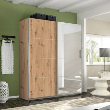 Belluno Artisan Oak 181cm 2 Door Mirror Sliding Wardrobe