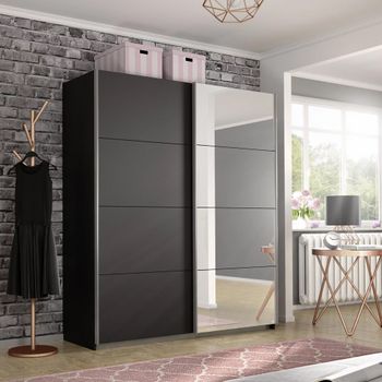 Belluno Metallic Dark Grey 181cm 2 Door Mirror Sliding Wardrobe