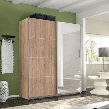 Belluno Sonoma Oak 181cm 2 Door Mirror Sliding Wardrobe